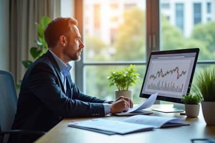 Conseiller financier analysant des graphiques de marché obligataire