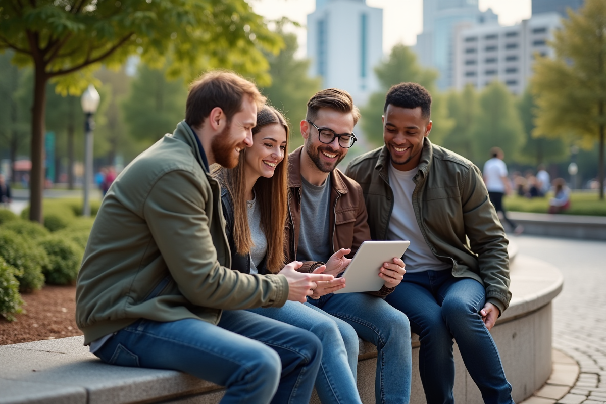 Groupe de jeunes discutant autour d