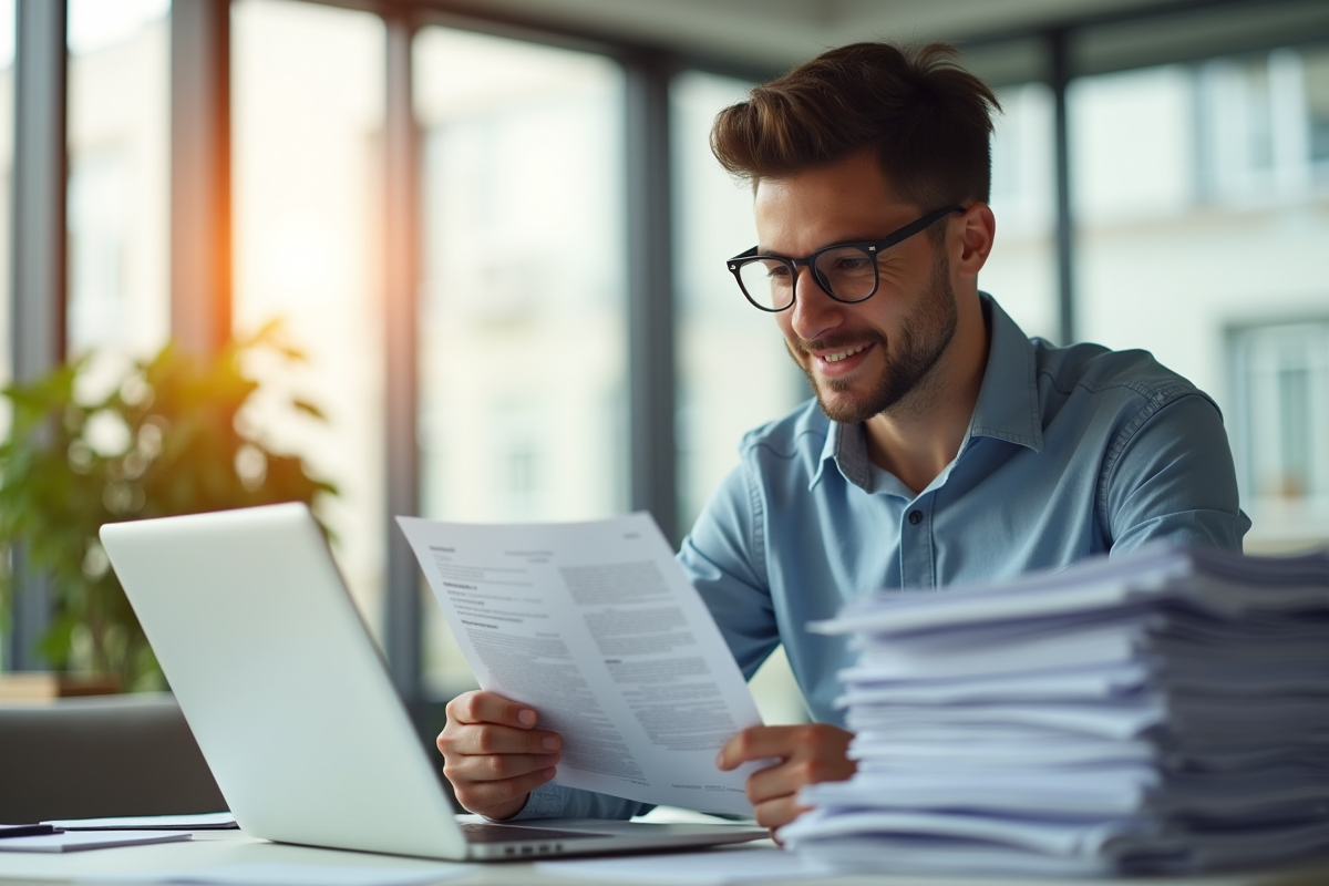 Jeune entrepreneur confiant dans un bureau lumineux