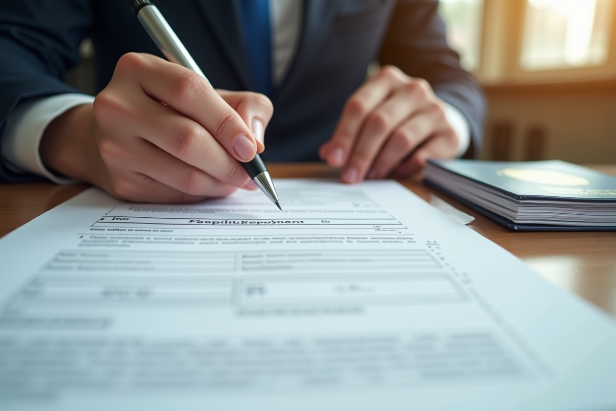Mains tenant un stylo sur un formulaire de demande de chômage
