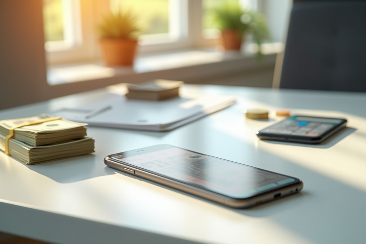 Différents moyens de paiement comme argent liquide et application mobile