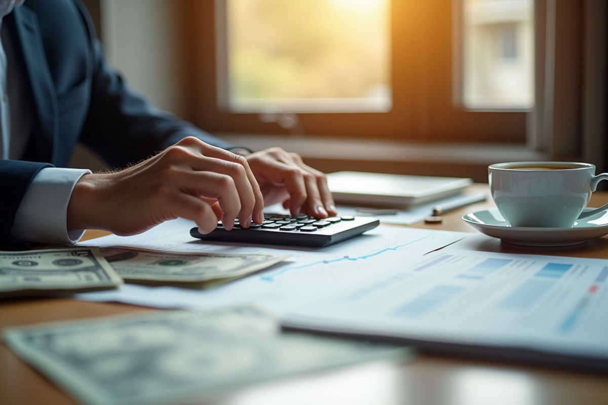 Personne élégante examinant des documents financiers avec dividendes